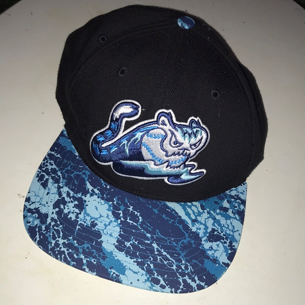 47 Brand West Michigan Whitecaps Snapback Hat Black Blue Marbled Brim One Size